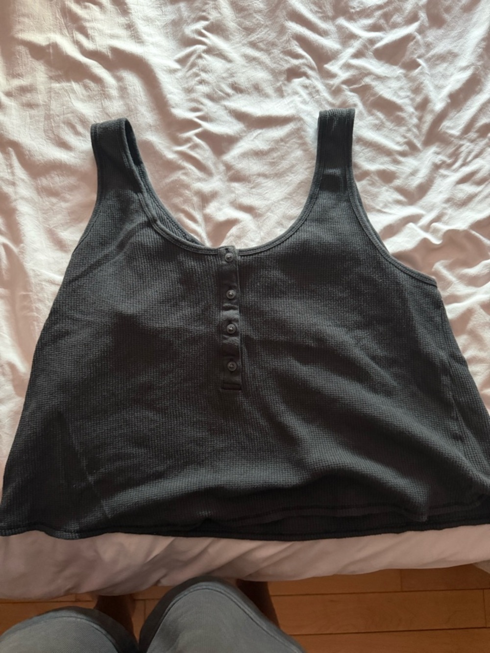 dark grey Waffle Henley Tank